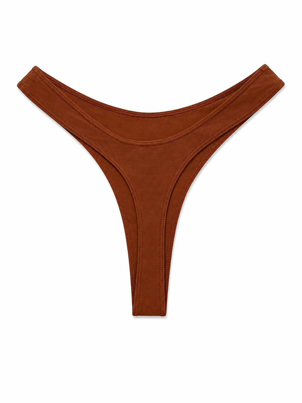 The Classic thong in terracotta sheer mesh, back flat lay — Reveland