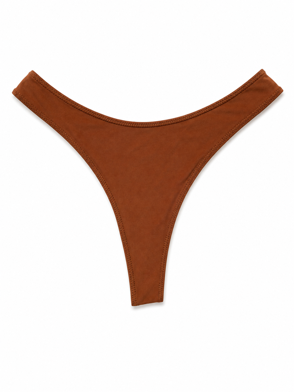The Classic thong in terracotta sheer mesh, front flat lay — Reveland